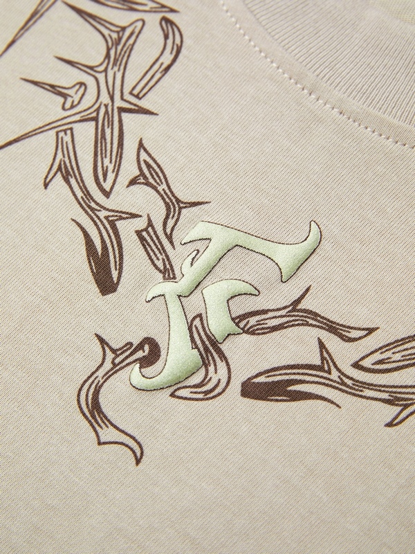 Kurzarm-T-Shirt mit Hip-Pop-Thorn-Print für Herren-1