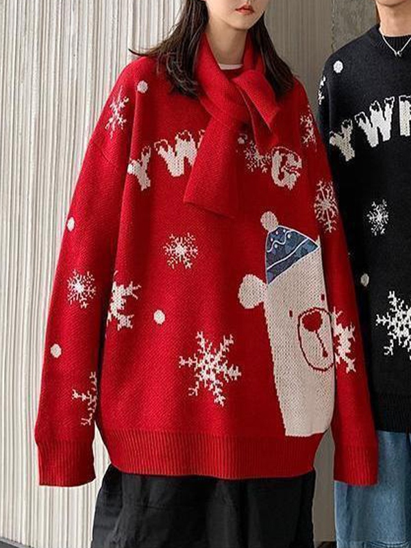 Herren-Weihnachts-Baggy-Pullover mit Element-Jacquardmuster-1
