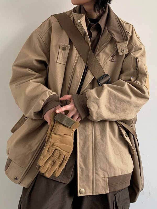 Herren-Spleißjacke mit Vintage-Stickerei und Reverskragen-2