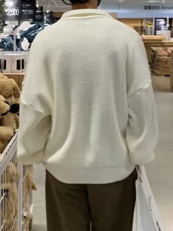 Solides Strick-Sweatshirt für Herren mit Reverskragen-1