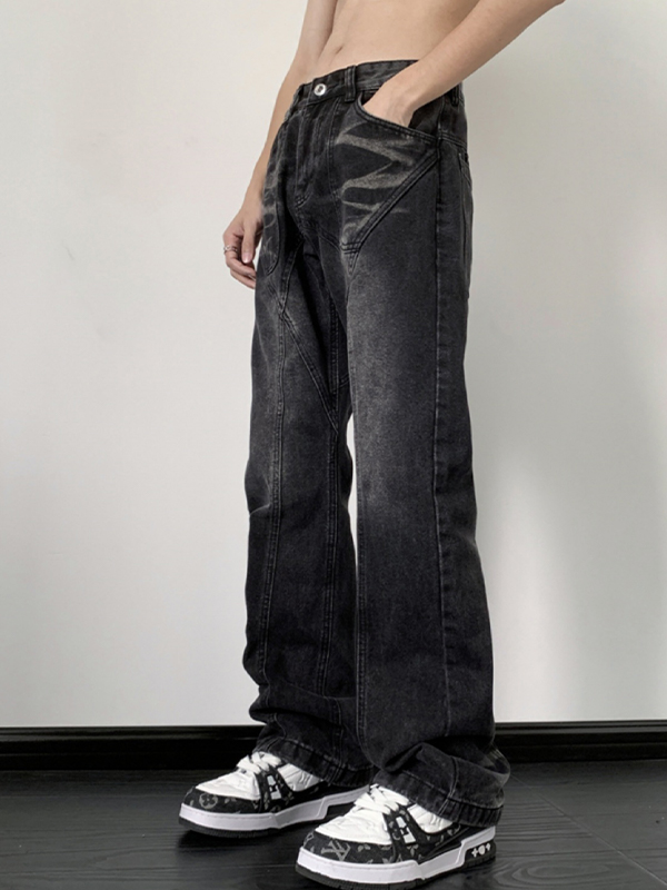 Herren-Jeans mit Vintage-Waschung und Splice-Motiv-4