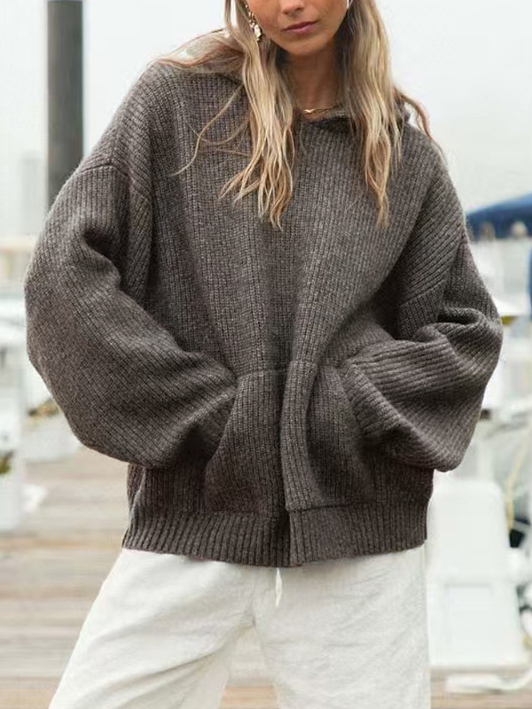Weiche, einfarbige Pullover-Sweatshirts mit Kapuze-1
