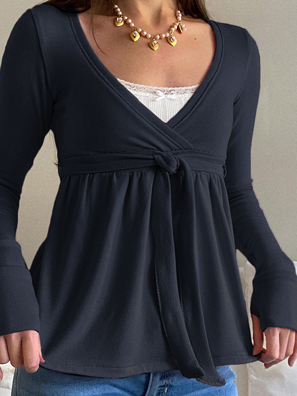 Langarmshirt mit gekreuzten V-Ausschnitt-Trägern-2