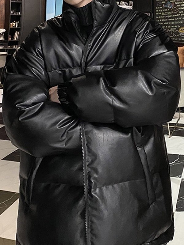 Pufferjacke aus Pu-Leder für Herren-2
