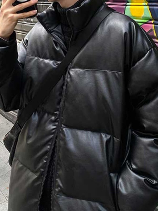 Pufferjacke aus Pu-Leder für Herren-1