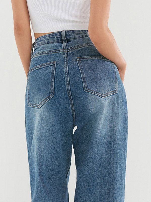 Dunkel verwaschene Vintage Baggy Boyfriendjeans-3