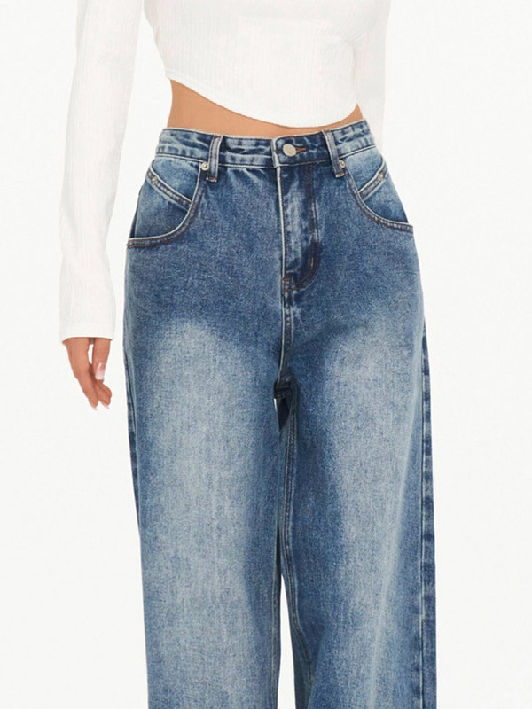 Dunkel verwaschene Vintage Baggy Boyfriendjeans-4