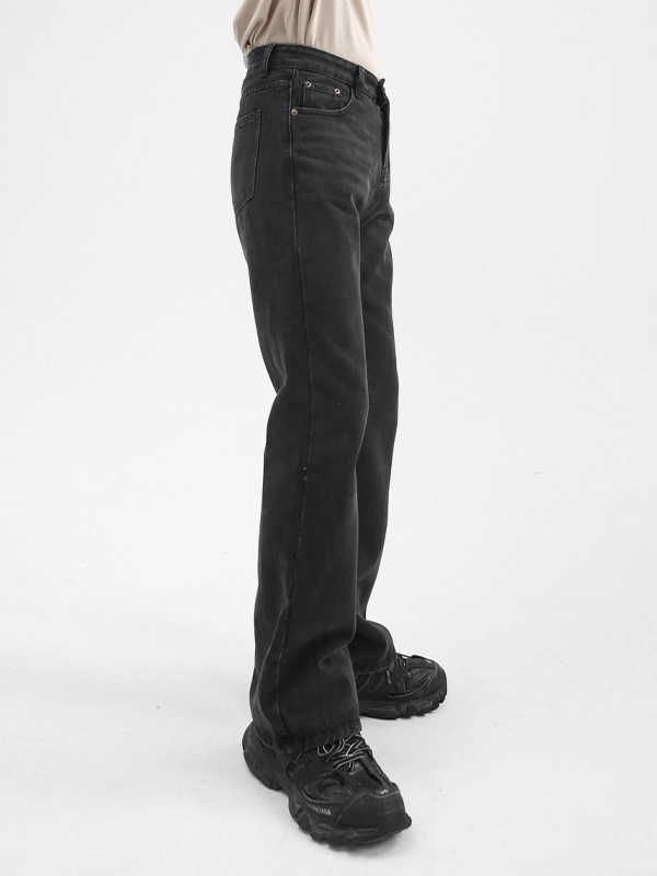 Herren All-Match Schlankheits-Jeans mit weitem Bein und leicht ausgestellter Waschung-3