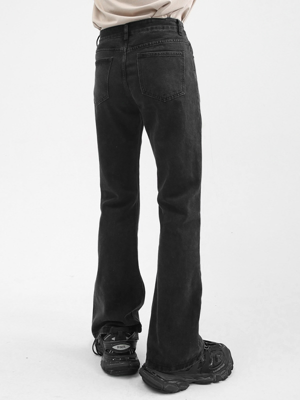 Herren All-Match Schlankheits-Jeans mit weitem Bein und leicht ausgestellter Waschung-4