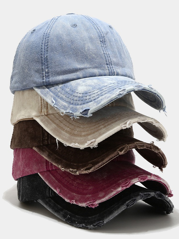Zerrissene Baseballkappe aus gewaschenem Denim im Distressed-Look-3
