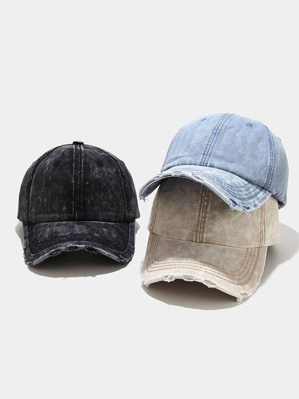Zerrissene Baseballkappe aus gewaschenem Denim im Distressed-Look-2