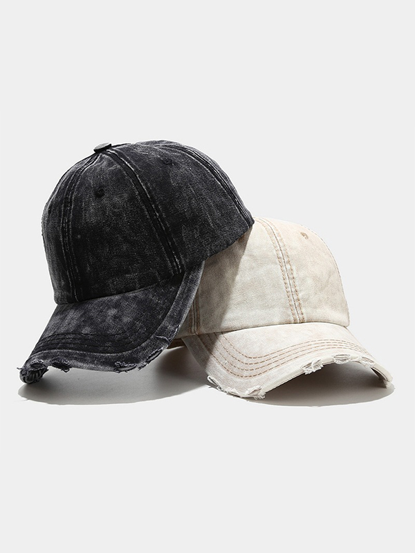 Zerrissene Baseballkappe aus gewaschenem Denim im Distressed-Look-1