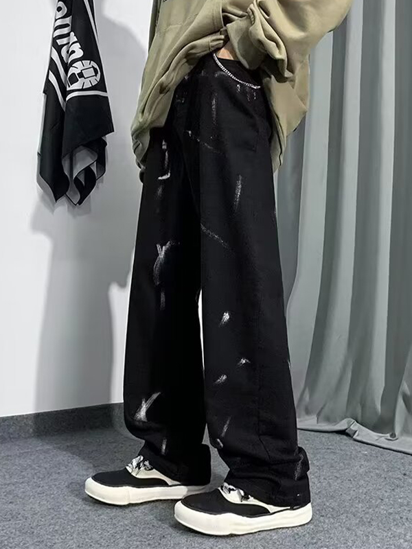 Lockere Herrenjeans mit Graffiti-Print-3