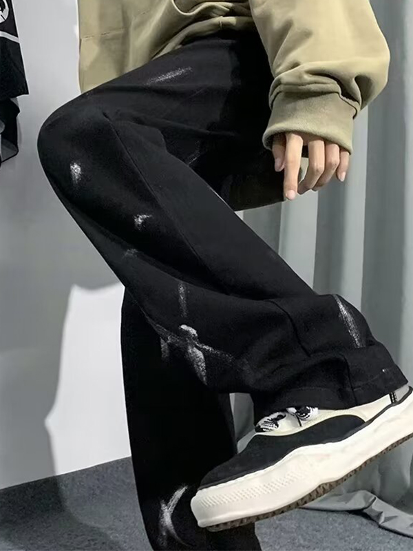 Lockere Herrenjeans mit Graffiti-Print-1