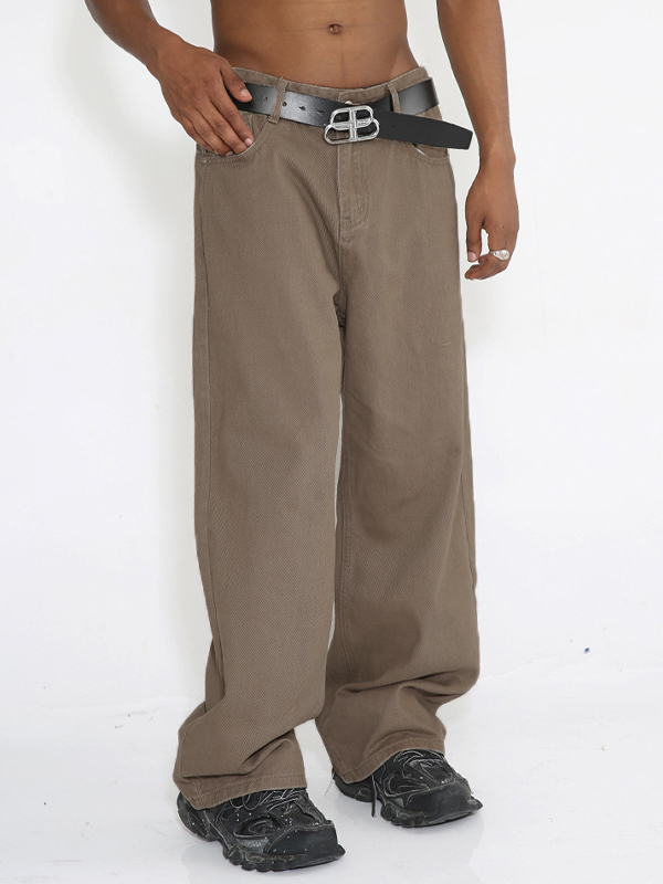 Einfache, lockere Jeans mit mittelhoher Taille und einfarbiger Passform-2