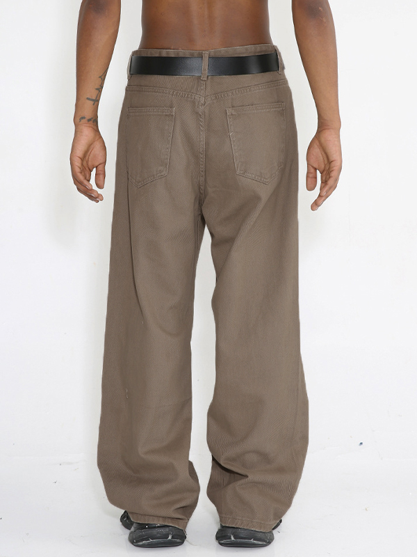 Einfache, lockere Jeans mit mittelhoher Taille und einfarbiger Passform-1