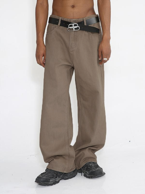 Einfache, lockere Jeans mit mittelhoher Taille und einfarbiger Passform-4