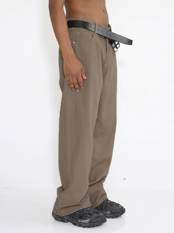 Einfache, lockere Jeans mit mittelhoher Taille und einfarbiger Passform-3