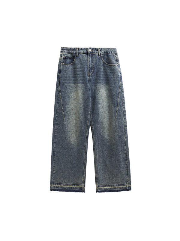 Weite Jeans mit ausgewaschenem Saum und weitem Bein-5