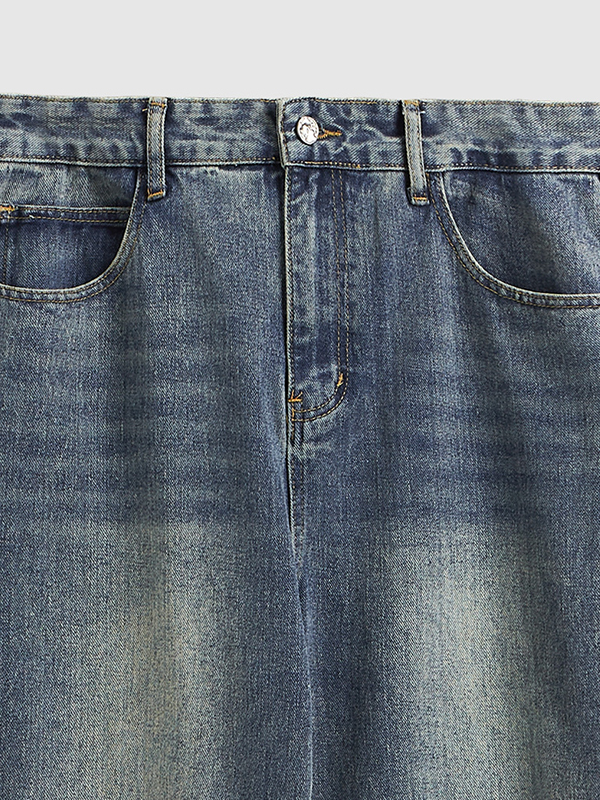 Weite Jeans mit ausgewaschenem Saum und weitem Bein-4