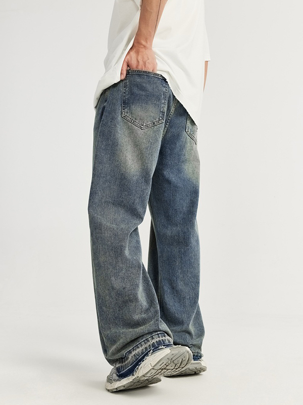 Weite Jeans mit ausgewaschenem Saum und weitem Bein-3