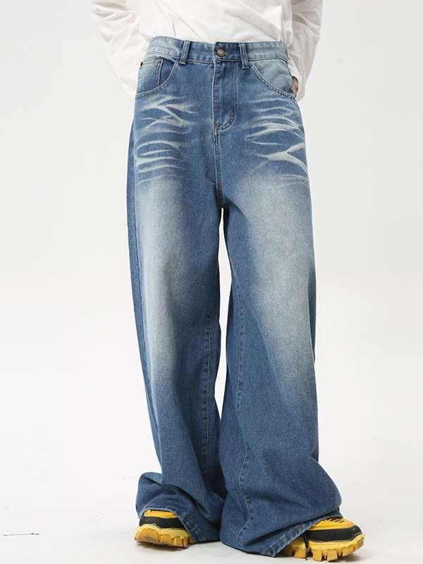 Lockere Vintage-Jeans mit verwaschener Bügelfalte-3