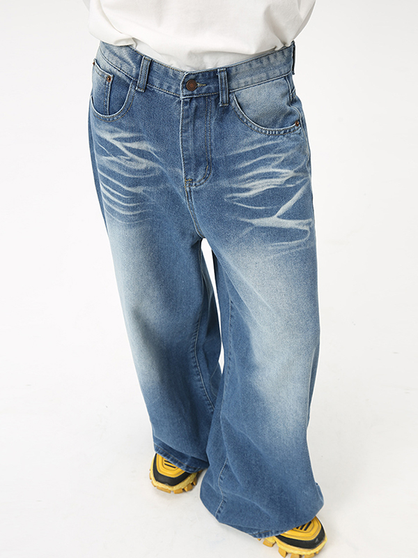 Lockere Vintage-Jeans mit verwaschener Bügelfalte-2