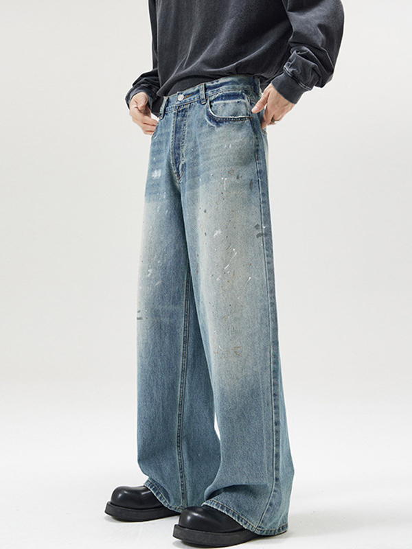 High Street Trendy Marke Alte Lose Lose Jeans-2