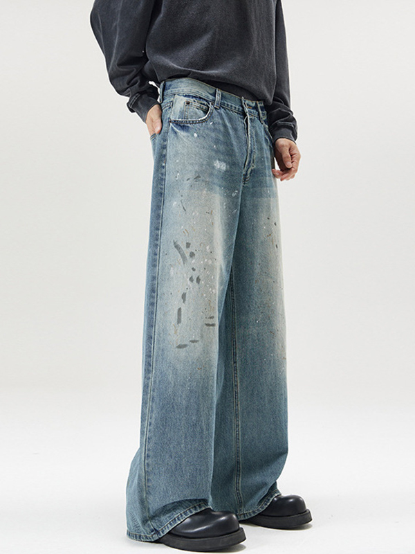 High Street Trendy Marke Alte Lose Lose Jeans-3