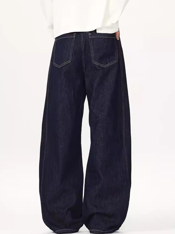 Einfache Original Cow Color Scimitar Loose Jeans-3