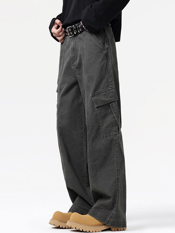 High Street Vintage-Jeans mit mehreren Taschen und weitem Bein-1