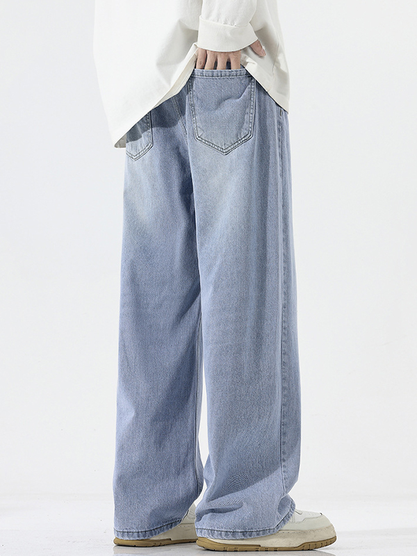 Gerade, lockere Jeans im amerikanischen Retro-Stil mit Katzenschnurrhaaren-1