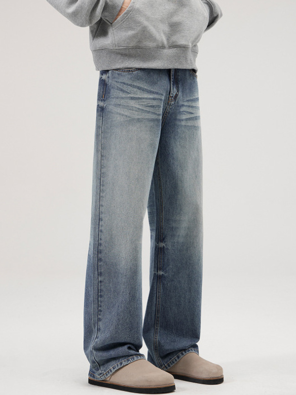 Lockere Jeans mit weitem Bein und verwaschenem American Retro-Look-3
