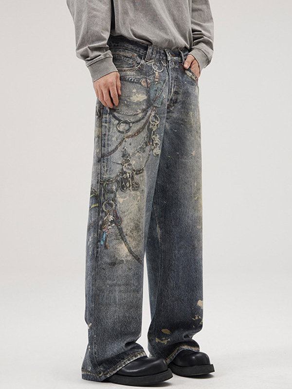 Trendy Marke Lockere Jeans mit weitem Bein und geradem Bein-1