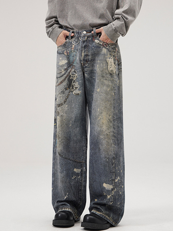 Trendy Marke Lockere Jeans mit weitem Bein und geradem Bein-3