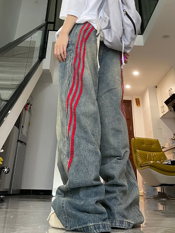 American High Street – Boyfriendjeans mit Streifenmuster-3