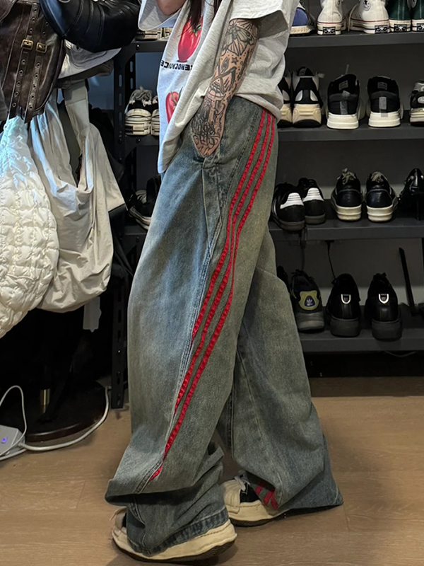 American High Street – Boyfriendjeans mit Streifenmuster-1