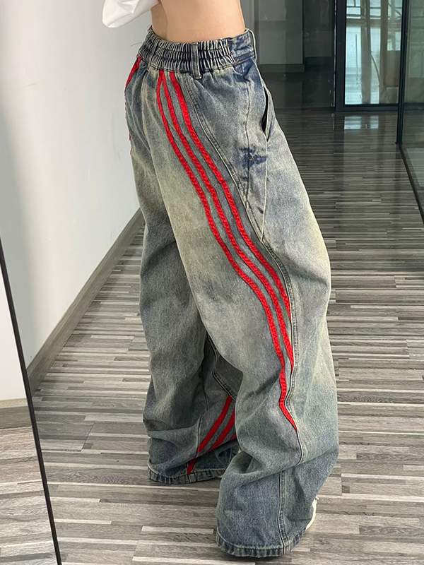 American High Street – Boyfriendjeans mit Streifenmuster-4