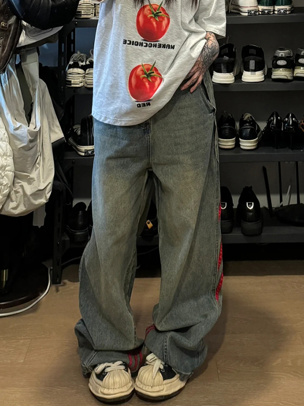 American High Street – Boyfriendjeans mit Streifenmuster-2