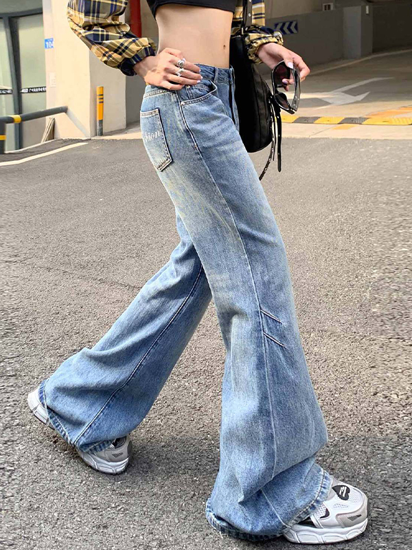 American Retro – Schlagjeans in Distressed-Waschung-2