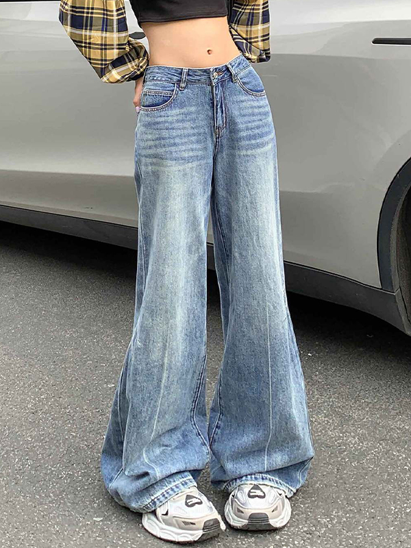 American Retro – Schlagjeans in Distressed-Waschung-3