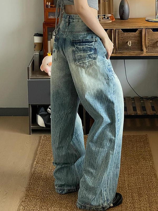 Wasserwaschende, alternde Boyfriendjeans im amerikanischen Stil-2