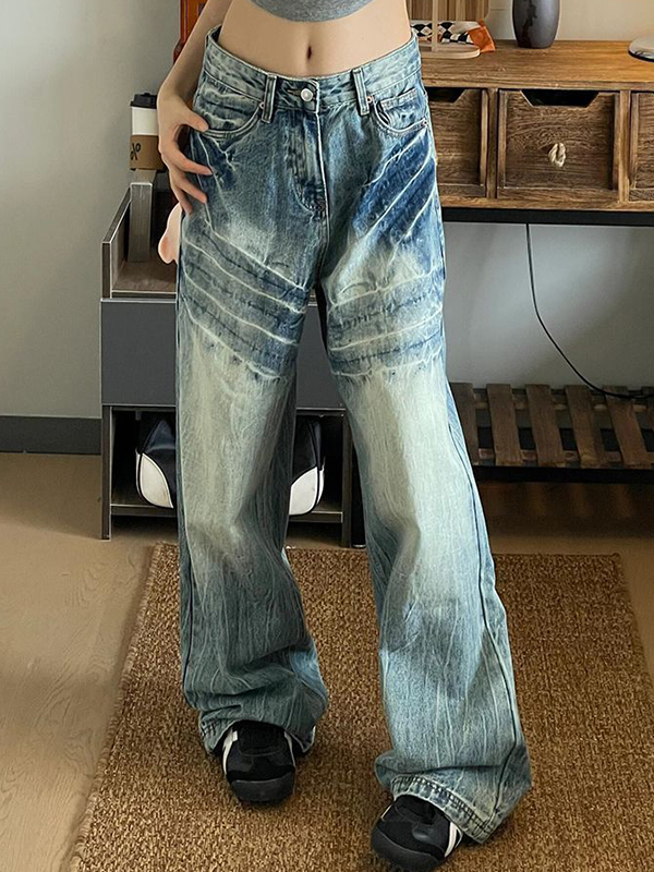 Wasserwaschende, alternde Boyfriendjeans im amerikanischen Stil-1