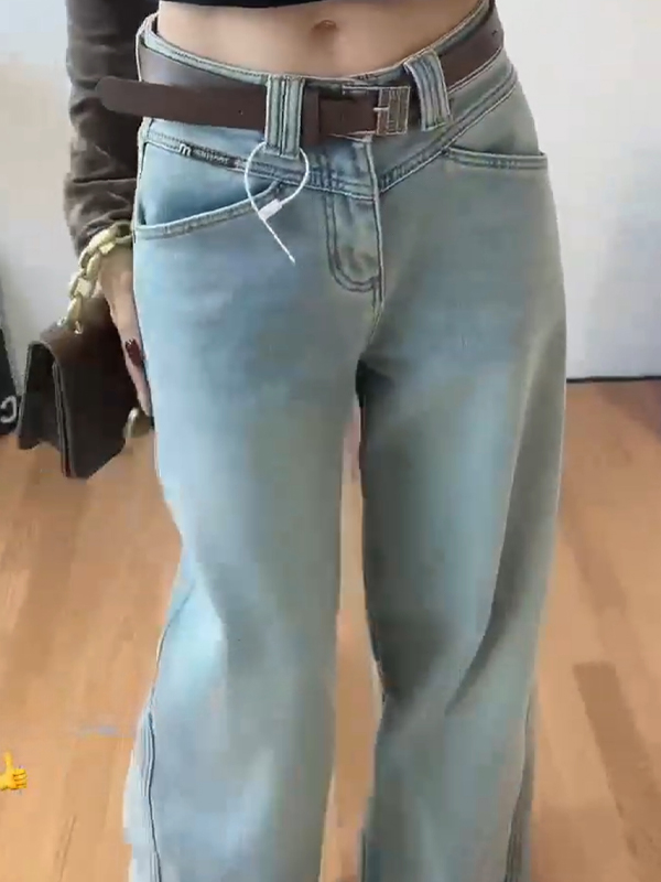 Waschen Sie alte gerade Röhren-Boyfriendjeans-3