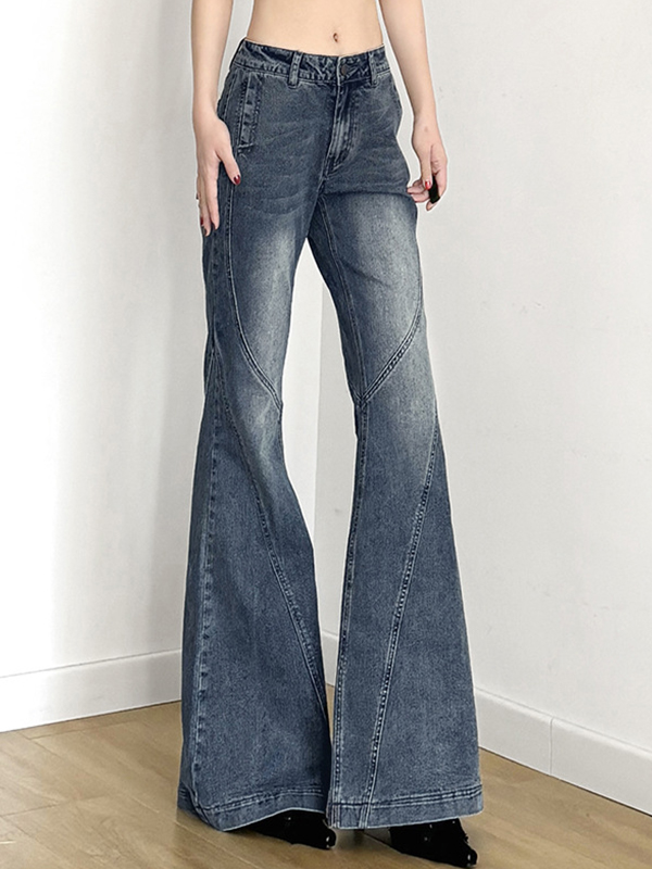 Schlagjeans mit Farbverlauf und gealtertem Schlitzdesign-2