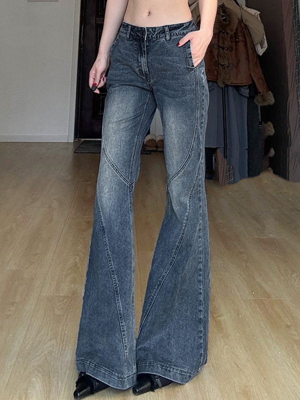 Schlagjeans mit Farbverlauf und gealtertem Schlitzdesign-1