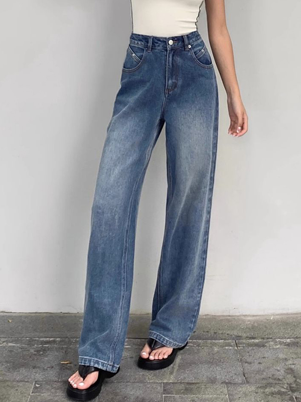 Vintage Blaue Lockere Boyfriend Jeans-2
