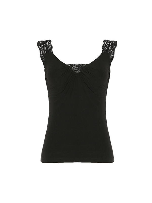 Camisole-Top mit Spitzen-Patchwork und Rüschen-4
