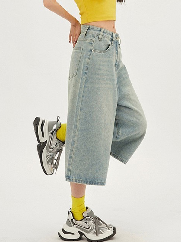 vielseitige Denim-Shorts mit weitem Bein-2