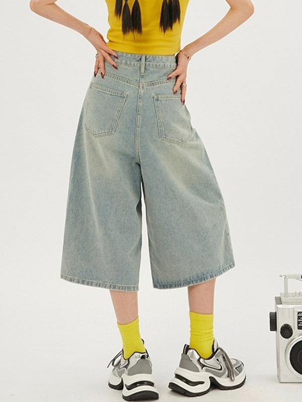 vielseitige Denim-Shorts mit weitem Bein-3
